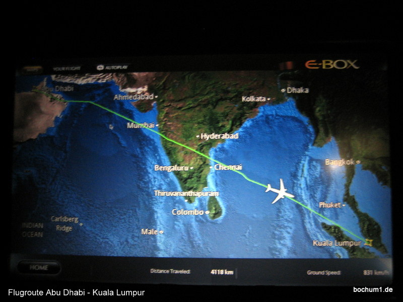 Flugroute Abu Dhabi - Kuala Lumpur