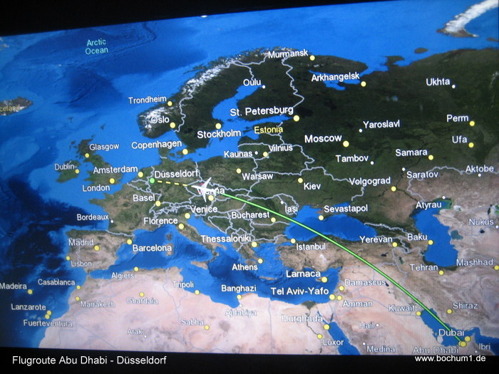 Flugstrecke Abu Dhabi - D�sseldorf