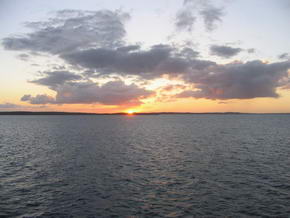 Sonnenuntergang auf der Rckfahrt zum Festland